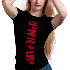 AC/DC - PWR-Up Vertical Logo Girly Tee