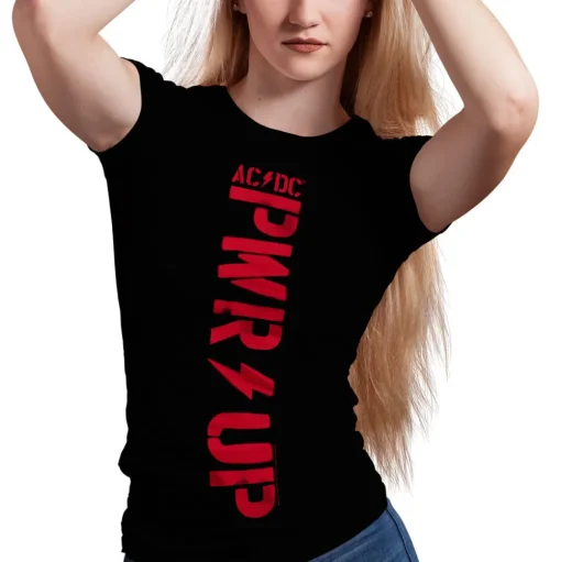 AC/DC - PWR-Up Vertical Logo Girly Tee