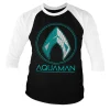 Aquaman - Distressed Shield Baseball 3/4 Sleeve Tee