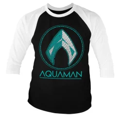 Aquaman - Distressed Shield Baseball 3/4 Sleeve Tee
