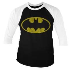 Batman Distressed Logo Baseball 3/4 Sleeve Tee
