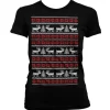 Christmas Knit Pattern White/Red Girly T-Shirt
