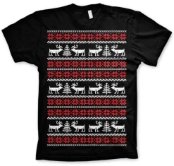 Christmas Knit Pattern White/Red T-Shirt