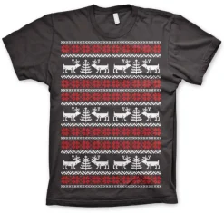 Christmas Knit Pattern White/Red T-Shirt