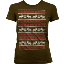 Christmas Knit Pattern White/Red Girly T-Shirt