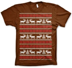 Christmas Knit Pattern White/Red T-Shirt