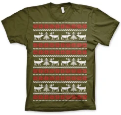 Christmas Knit Pattern White/Red T-Shirt
