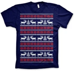 Christmas Knit Pattern White/Red T-Shirt