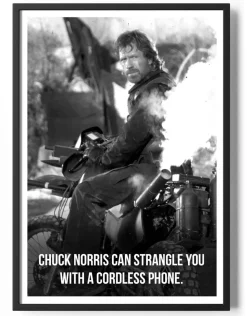 Chuck Norris Can Strangle You With A Cordless Phone Poster