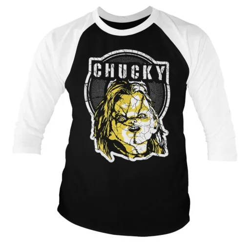 Cracked Chucky Baseball 3/4 Sleeve Tee