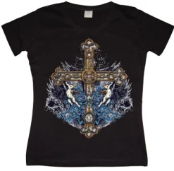 Cross With Cherubs Girly T-shirt