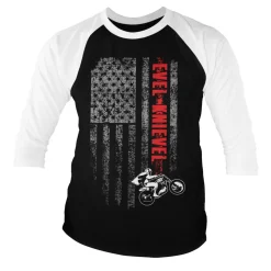 Evel Knievel Flag Baseball 3/4 Sleeve Tee