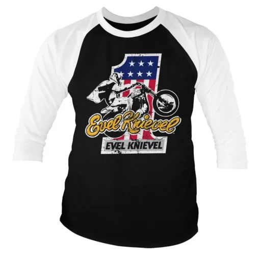 Evel Knievel No. 1 Baseball 3/4 Sleeve Tee