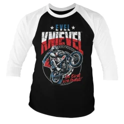 Evel Knievel Wheelie Baseball 3/4 Sleeve Tee