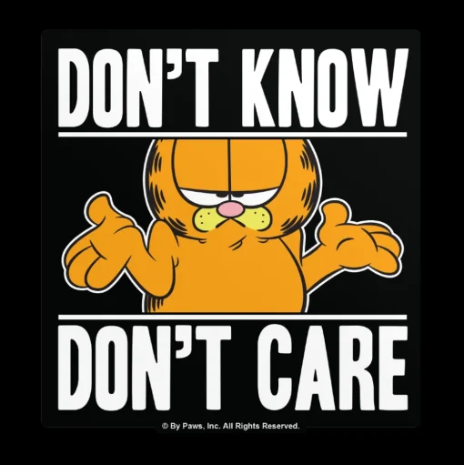 Garfield - Don't Know, Don't Care Sticker