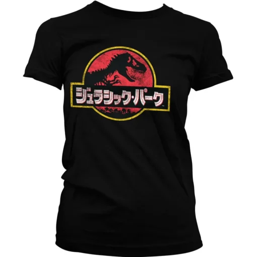 Jurassic Park - Japanese Distressed Logo Girly Tee