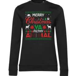 Merry Christmas Ya Filthy Animal Girly Sweatshirt