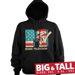 MTV Distressed USA-Flag Big & Tall Hoodie