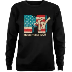 MTV Distressed USA-Flag Girly Sweatshirt