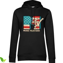 MTV Distressed USA-Flag Girls Hoodie