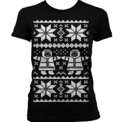 Retro X-Mas Knit Pattern Girly T-Shirt