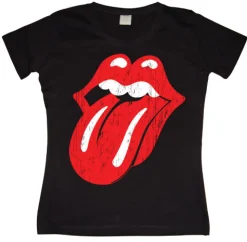 Rolling Stones Distressed Tongue Girly T- shirt