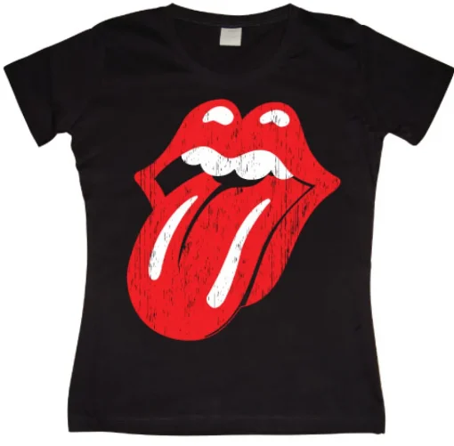 Rolling Stones Distressed Tongue Girly T- shirt