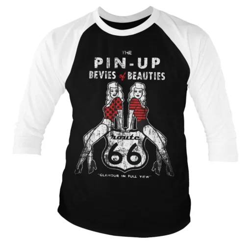 Route 66 Pin-Ups Baseball 3/4 Sleeve Tee