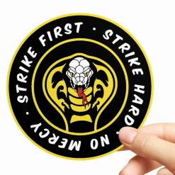 Strike First, Strike Hard, No Mercy Round Sticker