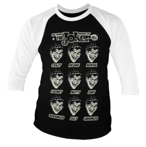 The Many Moods Of The Joker Baseball Long Sleeve Tee