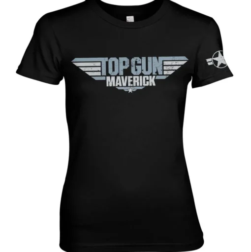 Top Gun Maverick Distressed Logo Girly Tee