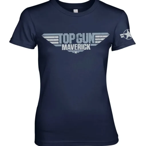 Top Gun Maverick Distressed Logo Girly Tee