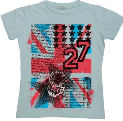 UK Flag 27 Grunge Girly T-shirt
