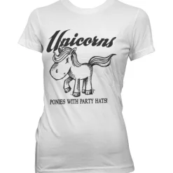 Unicorns - Ponies With Party Hats Girly T-Shirt