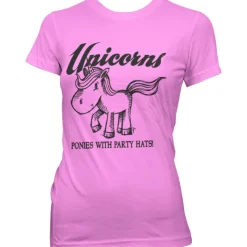 Unicorns - Ponies With Party Hats Girly T-Shirt
