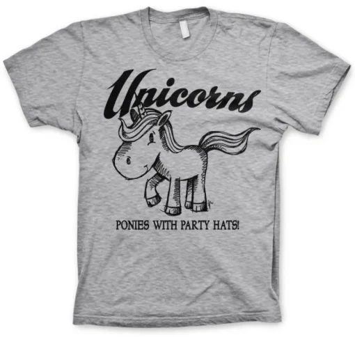 Unicorns - Ponies With Party Hats T-Shirt
