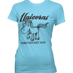 Unicorns - Ponies With Party Hats Girly T-Shirt