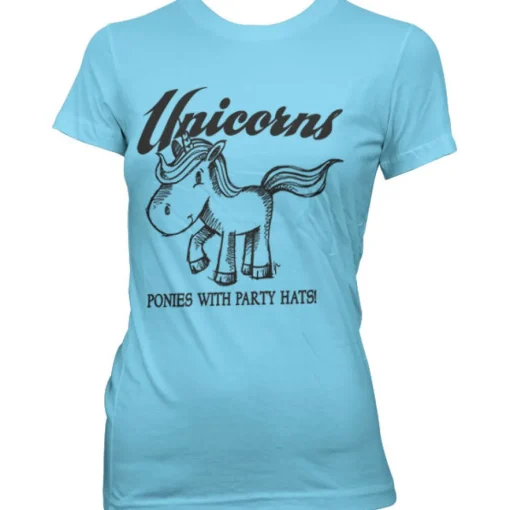 Unicorns - Ponies With Party Hats Girly T-Shirt