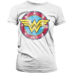 Wonder Woman Distressed Logo Girly Tee
