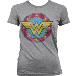 Wonder Woman Distressed Logo Girly Tee