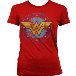 Wonder Woman Distressed Logo Girly Tee
