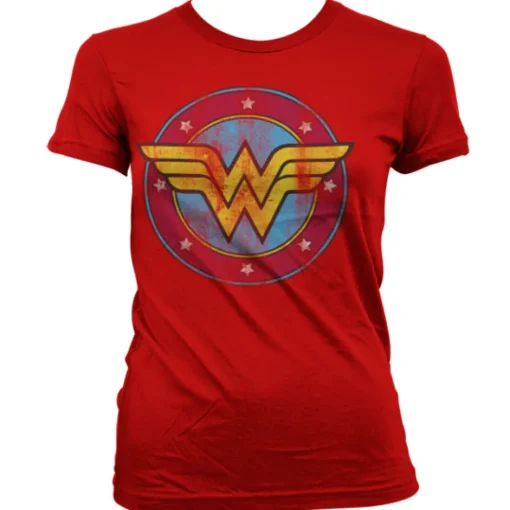 Wonder Woman Distressed Logo Girly Tee