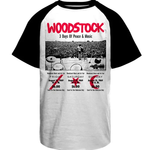 Woodstock - 3 Day Ticket Baseball T-Shirt